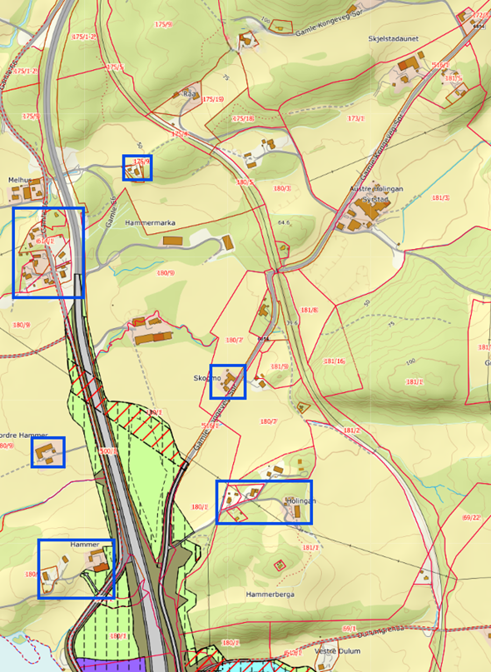 Kart 4 – Støytiltak Åsen - Hammermarka