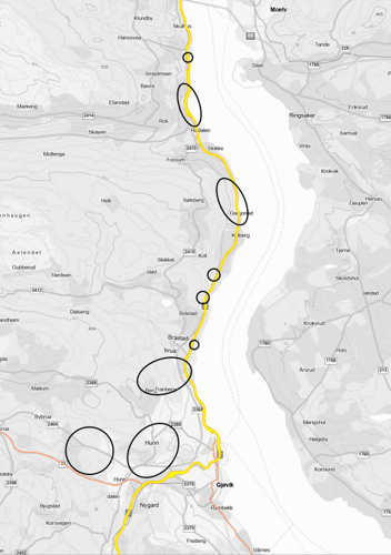 Kart over foreløpige områder. Foto: Norconsult