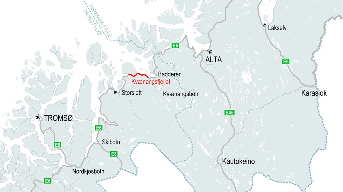 Det er her, i Nord-Troms, den værharde fjellovergangen Kvænangsfjellet ligger.